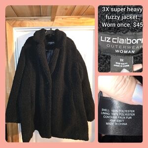 Liz Claiborne Women's Black Teddy Jacket
